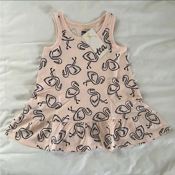 NWT Tea Collection Tank Baby Dress Flamingo Fiesta 6-9 Months - Picture 1 of 1